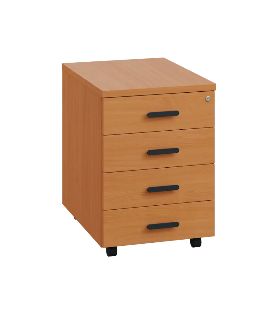 LKC 2 - 01 kontejner pojízdný, 4-zásuvkový, deska 25 mm, centrální zámek, buk Royal